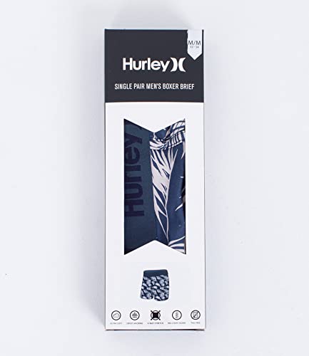 HURLEY 1-Pack Men's Supersoft Printed Boxer Briefs, Armored Navy, L New