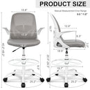Primy Ergonomic Drafting Chair with Flip-up Armrests Tall Office Chair Grey - Like New