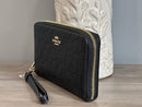 COACH LONG ZIP AROUND WALLET IN SIGNATURE LEATHER - CCL35 - GOLD/BLACK - Like New
