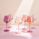 Khen Colors of Love Crystal Pink & Red Wine Glass - Set of 6 - Like New