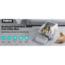 FURKID STAINLESS STEEL CAT LITTER BOX FURKID LARGE METAL KITTY BIG CATS - GRAY - Like New