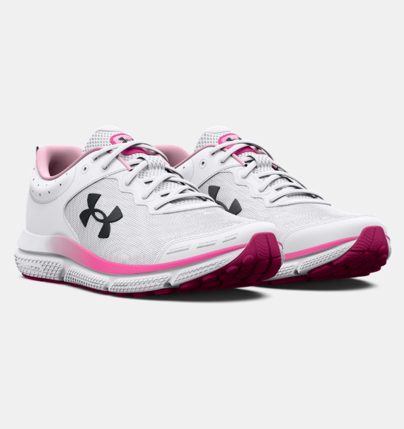 3026179 Under Armour W Charged Assert 10 Women White/Pink Size 7.5 Like New