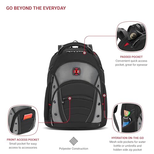 WENGER SYNERGY LAPTOP BACKPACK, FITS 16 INCH LAPTOP, BAG, 27305140 - BLACK/GRAY - Brand New