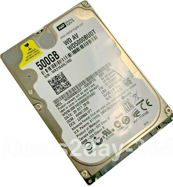 WESTERN DIGITAL 500 GB SATA 3GB/S 5400RPM DRIVE - SILVER - Like New