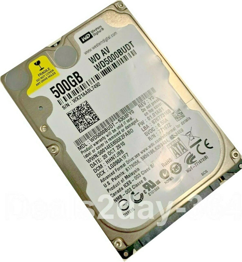 WESTERN DIGITAL 500 GB SATA 3GB/S 5400RPM DRIVE - SILVER - Like New