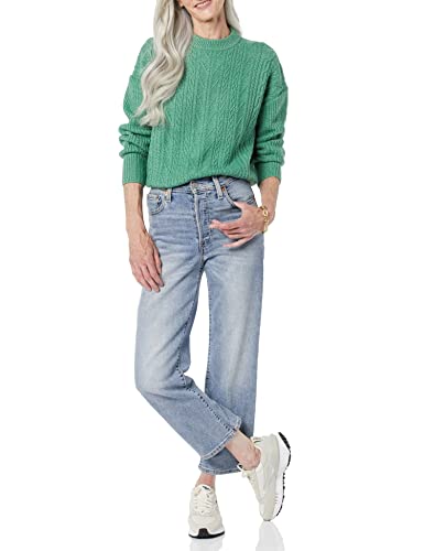 AMAZON ESSENTIALS WOMEN CABLE KNIT SWEATER, CREWNECK, SIZE: WOMEN XL, SAGE GREEN - Brand New