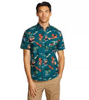 EDDIE BAUER MEN'S PRINTED BAJA SHORT-SLEEVE SHIRT - SIZE S - TEAL - Brand New