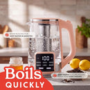 GOURMIA ELECTRIC GLASS KETTLE 1.7L DIGITAL DISPLAY GDK-2365 - PEACH - Like New