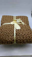 GOLD TEXTILES Chunky Knit Blanket (50x60", Handmade, Throw, Brown, 1) - Brand New