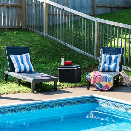 Sunnydaze 5-Position Outdoor Adjustable Chaise Lounge Chair - Set of 2 - Black - Like New