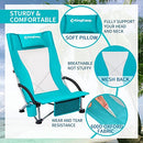 KINGCAMP FOLDING BEACH CHAIR HIGH BACK LIGHTWEIGHT PORTABLE BACKPACK - CYAN - Like New