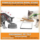 PAWKIZZ ELEVATED CAT BOWL STAND FOR FOOD AND WATER – ANTI-VOMIT RAISED - BAMBOO - Like New