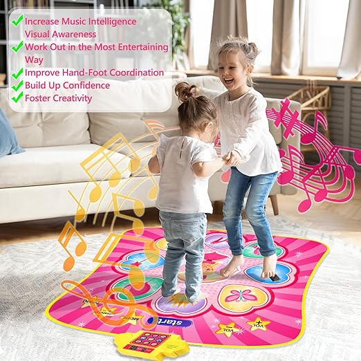 Joyvalley Kids Dance Mat Toys - 1 Player, Music Light, YQ3305 - Princess Pink Like New