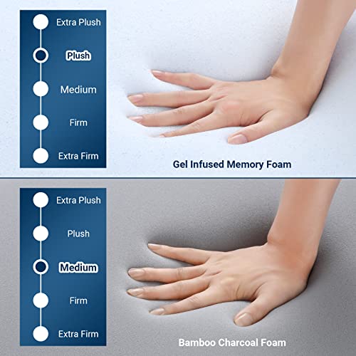 AVENCO MATTRESS TOPPER FULL SIZE BED 4 INCH MATTRESS FOAM REMOVABLE COVER WHITE - Brand New