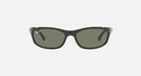 RAY-BAN SUNGLASSES POLISHED BLACK FRAME G-15 GREEN POLARIZED LENSES 57-16-135 3P - Like New
