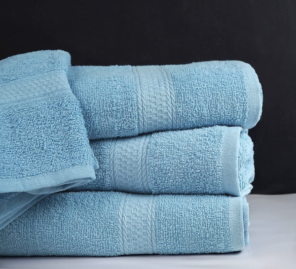 BROOKLYN LINEN COTTON BATH TOWELS | 22X44 | PACK OF 6 - AQUA - Brand New