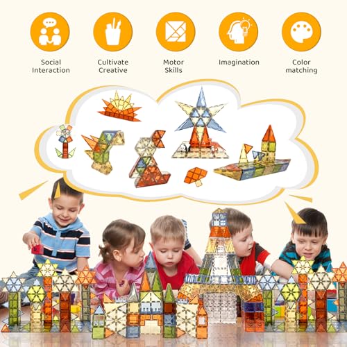 HarworLife Magnetic Tiles Diamond 120 PCS 2 Cars                  - MultiColor - Like New