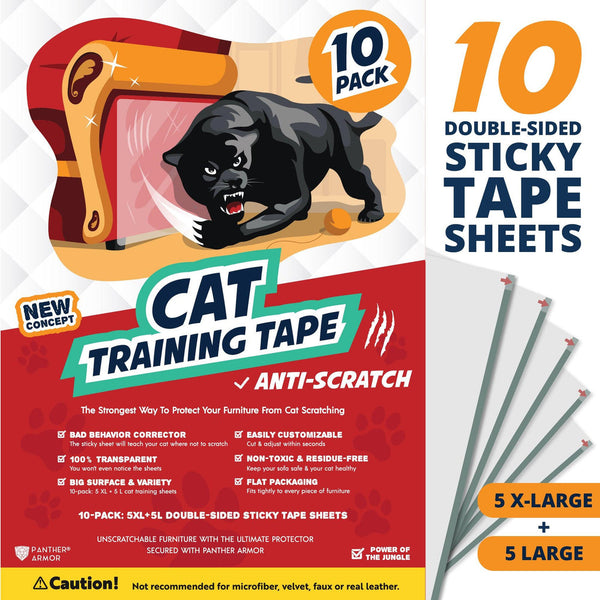 PANTHER ARMOR CAT TRAINING TAPE, 5XL & 5L DOUBLE-SIDED STICKY TAPE SHEETS - Brand New