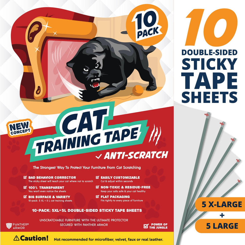 PANTHER ARMOR CAT TRAINING TAPE, 5XL & 5L DOUBLE-SIDED STICKY TAPE SHEETS - Like New