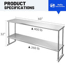 Hally Double Overshelf of Stainless Steel Shelf 12"x60" 2 Tier Shelves - Brand New