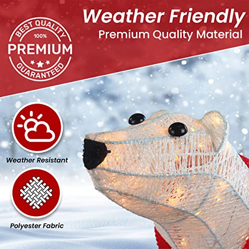 TOP TREASURES 3-PIECE 20IN LIGHTED POLAR BEAR FAMILY LARGE OUTDOOR DÉCOR WHITE - Like New