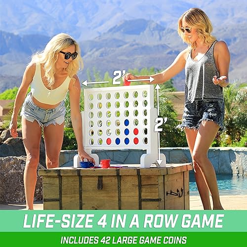 GoSports 2 Foot Width Giant 4 in a Row Game with Carrying Case - White - Like New