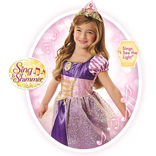 DISNEY PRINCESS RAPUNZEL SING & SHIMMER MUSICAL DRESS COSTUME ONE SIZE - PURPLE - Like New