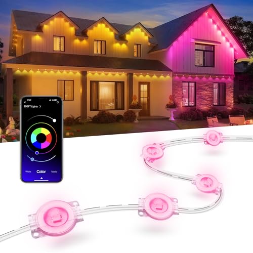 NEXILLUMI 100FT SMART RGB LED LIGHTS OUTSIDE 16 MILLION DIY COLORS - MULTICOLOR - Like New