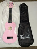 TRENDY SOPRANO UKULELE FOR BEGINNERS 21 INCH HAWAIIAN WOOD UKULELES - PINK - Like New
