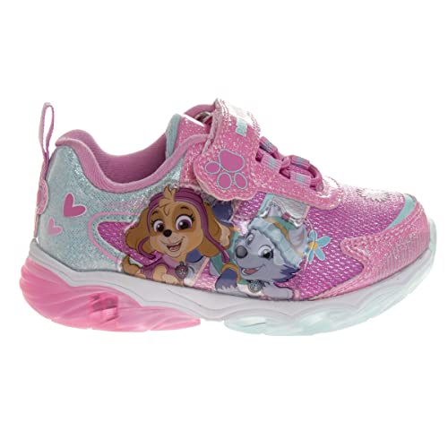 NICKELODEON GIRL'S PAW PATROL LIGHT UP LACELESS SHOES TODDLER 7 PINK/BLUE - Like New