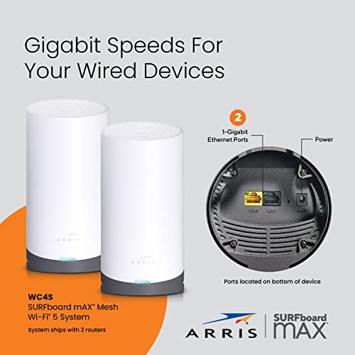ARRIS SURFBOARD MAX TRI-BAND MESH SYSTEM WI-FI SPEED UP TO 3.8 GBPS WC4S - Like New