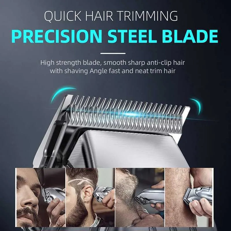KIKIDO 2IN1 ADJUSTABLE CORDLESS HAIR CUTTING MACHINE FULL METAL 241212 - SILVER - Like New