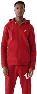 B0CQGQBZ74 True Religion Men's Buddha Logo Zip Hoodie Hooded Sweatshirt - Red -L - Brand New