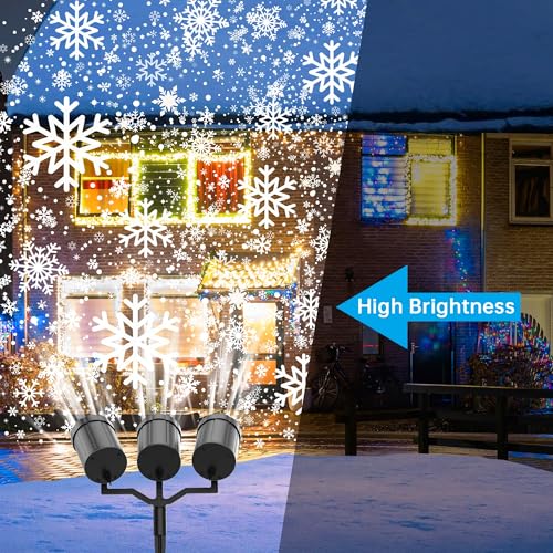 GUSODOR CHRISTMAS PROJECTOR LIGHTS OUTDOOR - UPGRADED 3-HEAD - BLACK - Like New