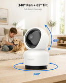 SWANN 3K INDOOR PAN TILT WIFI SECURITY CAMERA 5MP PLUG-IN HOME 2 PACK WHITE - Like New