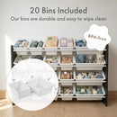 HUMBLE CREW KIDS TOY ORGANIZER WITH 20 BINS, 4 TIER STORAGE - WHITE/ESPRESSO - Like New