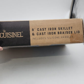 CUISINEL 8" CAST IRON SKILLET & CAST IRON BRAISER LID - BLACK - Like New