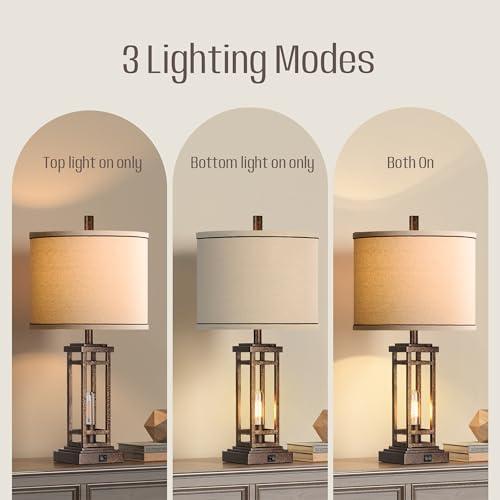 RottoGoon 27.5" Tall Farmhouse Table Lamps (Set of 2) - Bronze - Brand New