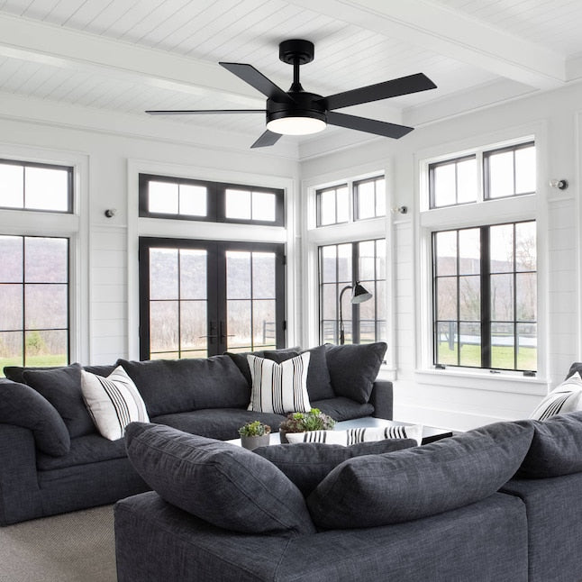 VACZON 48-INCHES INDOOR DOWN ROD MOUNT STANDARD CEILING FAN LIGHT - MATTE BLACK - Like New