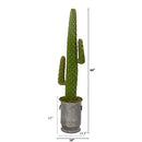 Nearly Natural 64in Cactus Copper Trimmed Metal Planter Silk Plants Green - Brand New