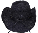 Livingston Men & Women's Woven Straw Cowboy Hat w/Hat Band - Black - Brand New