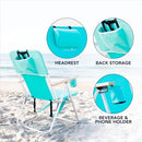 CARIBBEAN JOE FOLDING BEACH CHAIR 4 POSITION PORTABLE BACKPACK FOLDABLE - TEAL - Like New
