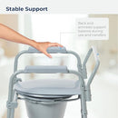 Drive Medical Folding Steel Commode Chair 3-in-1 Portable Toilet - Grey - Brand New
