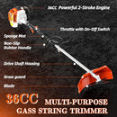 PANGHUHU88 36CC 2-STROKE WEED EATER GAS POWERED 3 IN 1 GAS BRUSH CUTTER - ORANGE - Like New