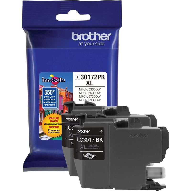 BROTHER PRINTER LC30172PK HIGH YIELD XL BLACK INK CARTRIDGE-2 PACK - BLACK - Brand New