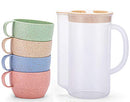 UDOIT Unbreakable Wheat Straw Kettle Set with 4 Multicolor Cups for Kids - Brand New