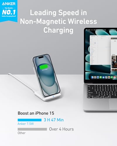 ANKER 313 WIRELESS CHARGER STAND QI-CERTIFIED 10W (NO AC ADAPTER) - WHITE - Like New
