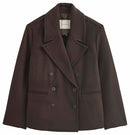 EVERLANE WOMENS REWOOL SHORT PEACOAT - SIZE: WOMEN L - DARK CHOCOLATE - Like New