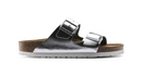 BRIKENSTOCK ARIZONA SOFT FOOTBED SANDALS - MEN 10 WOMEN 12 - METALLIC SILVER - Like New