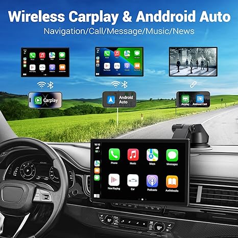 HAUXIY Wireless Carplay Touchscreen 2.5K Dash Cam 9" Portable Q9S - Black - Like New